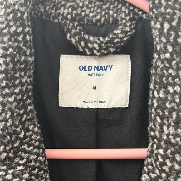 Old Navy Maternity Chic Black and White Belted Coat size M - Picture 2 of 5